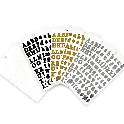 Black, Gold, Silver & White Classic Letter & Number Stickers by Recollections™