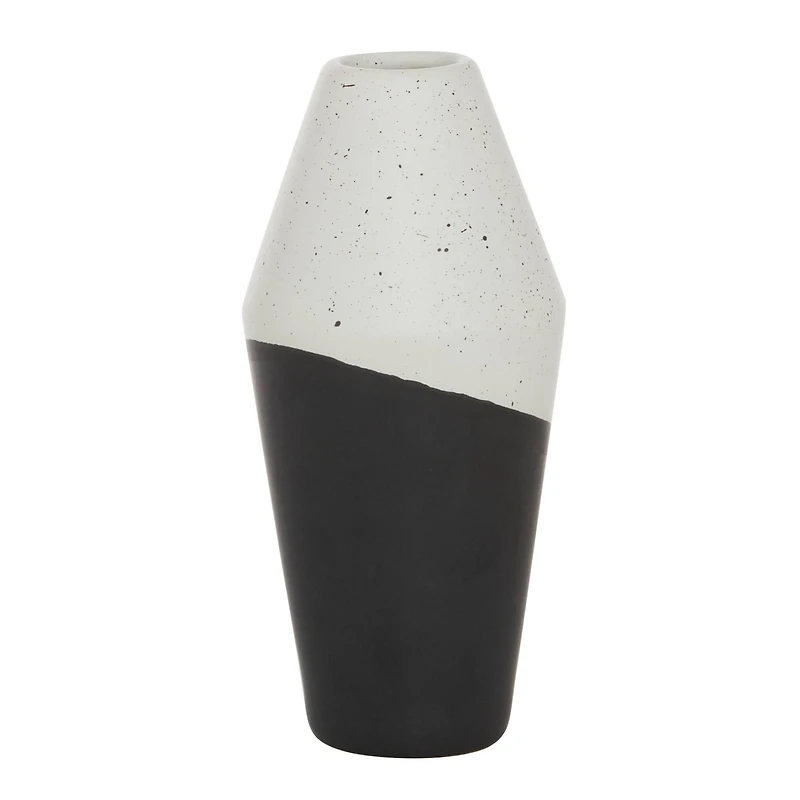 Black Ceramic Contemporary Vase, 12" x 6" x 6"