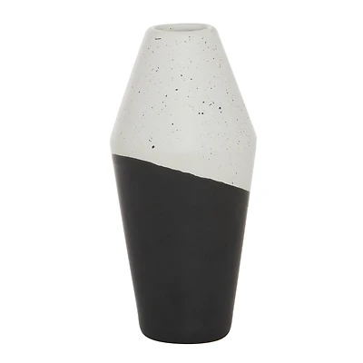 Black Ceramic Contemporary Vase, 12" x 6" x 6"