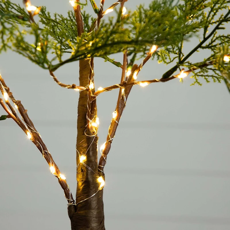 3ft. Pre-Lit Artificial Cypress Tree with Warm White LED Lights