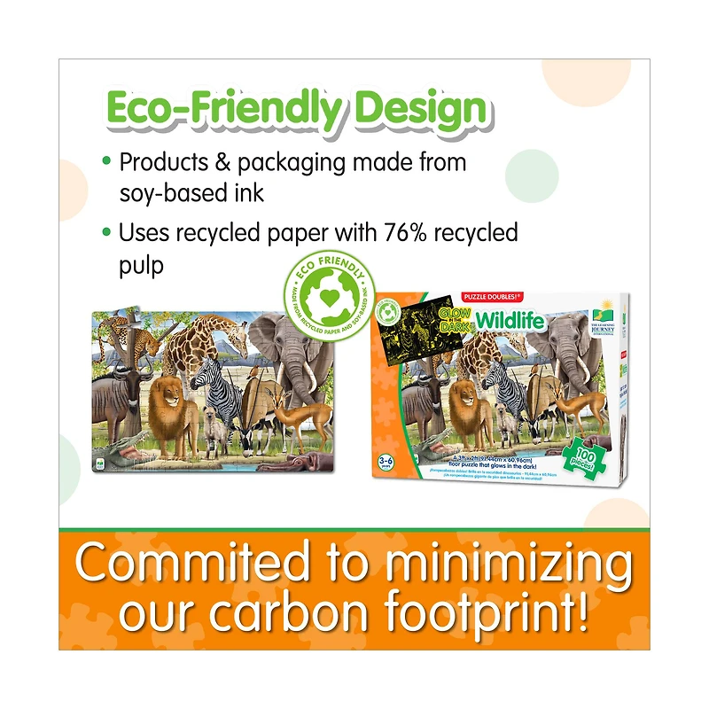 Puzzle Doubles! - Glow in the Dark Wildlife: 100 Pcs