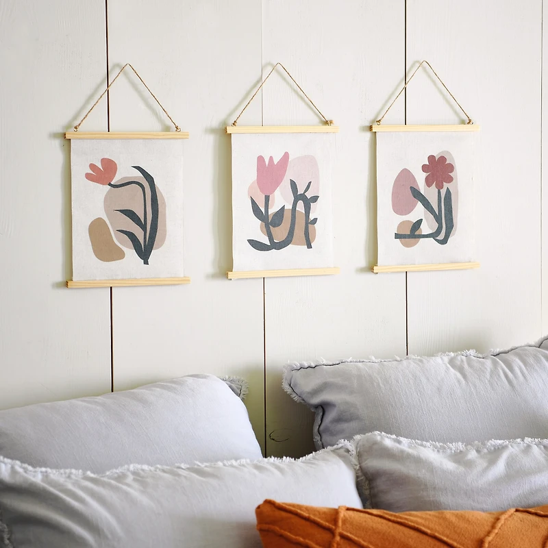 Hello Honey® Abstract Floral Canvas Wall Scrolls, 3ct.