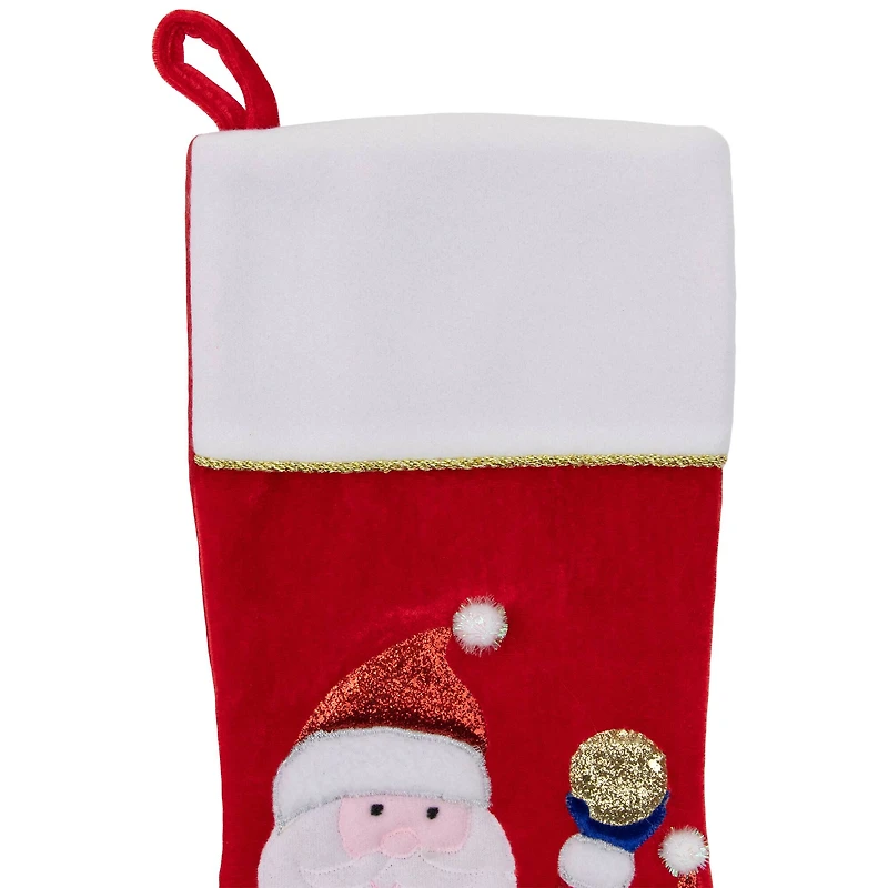 20.5" Santa Claus, Reindeer & Glitter Presents Christmas Stocking