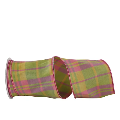 JAM Paper 4" x 10yd. Wired Plaid Springfield Ribbon