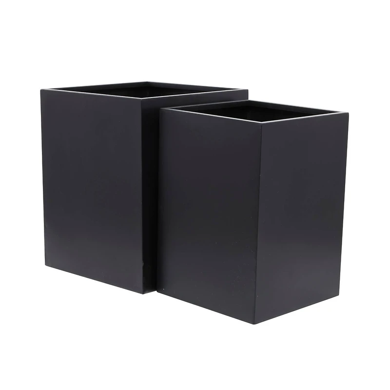 Black Modern Planter, Set of 2" 18", 14"