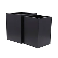 Black Modern Planter, Set of 2" 18", 14"