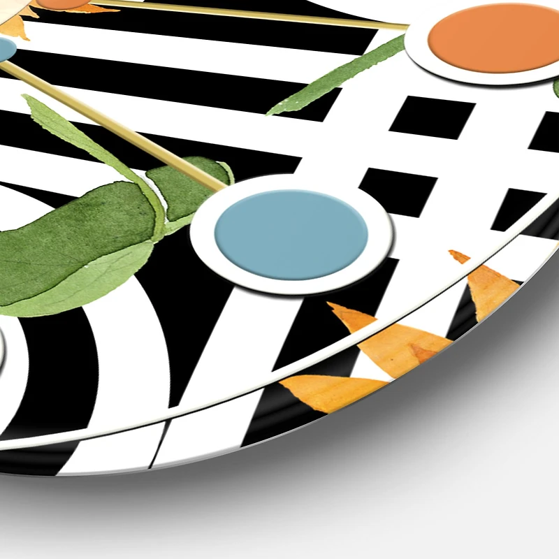 Designart 'Retro Floral Botanical Ii Mid-Century Modern Wall Clock