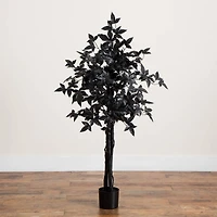4ft. Artificial Halloween Black Maple Tree with Natural Trunk
