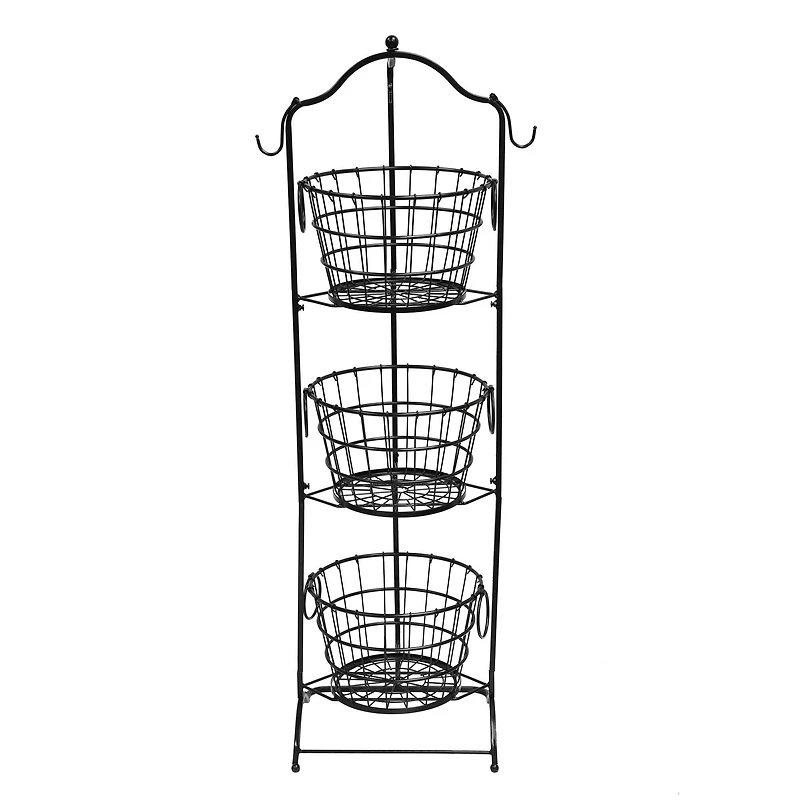 6 Pack: 4ft. Black Wire 3-Tier Basket with Removable Tilted Baskets
