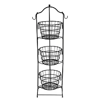 6 Pack: 4ft. Black Wire 3-Tier Basket with Removable Tilted Baskets