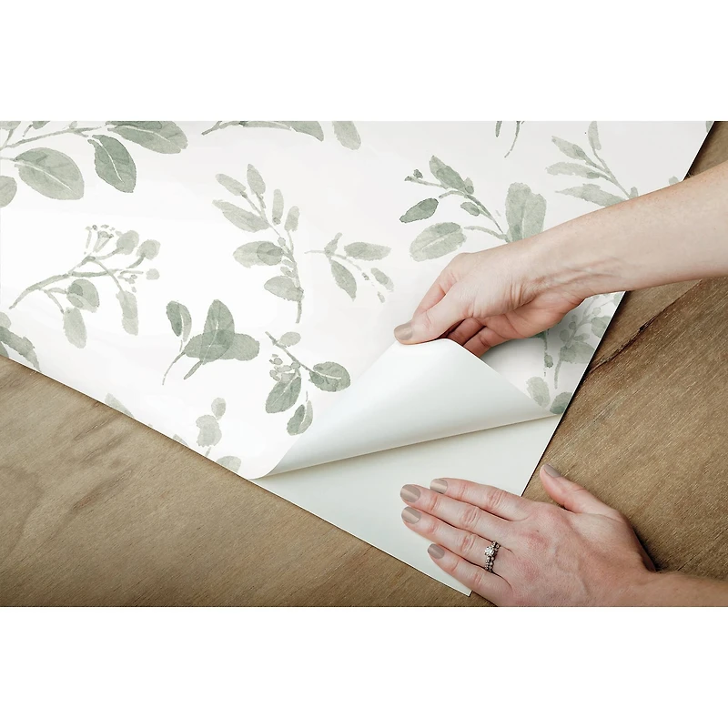 RoomMates Green Dancing Leaves Peel & Stick Wallpaper