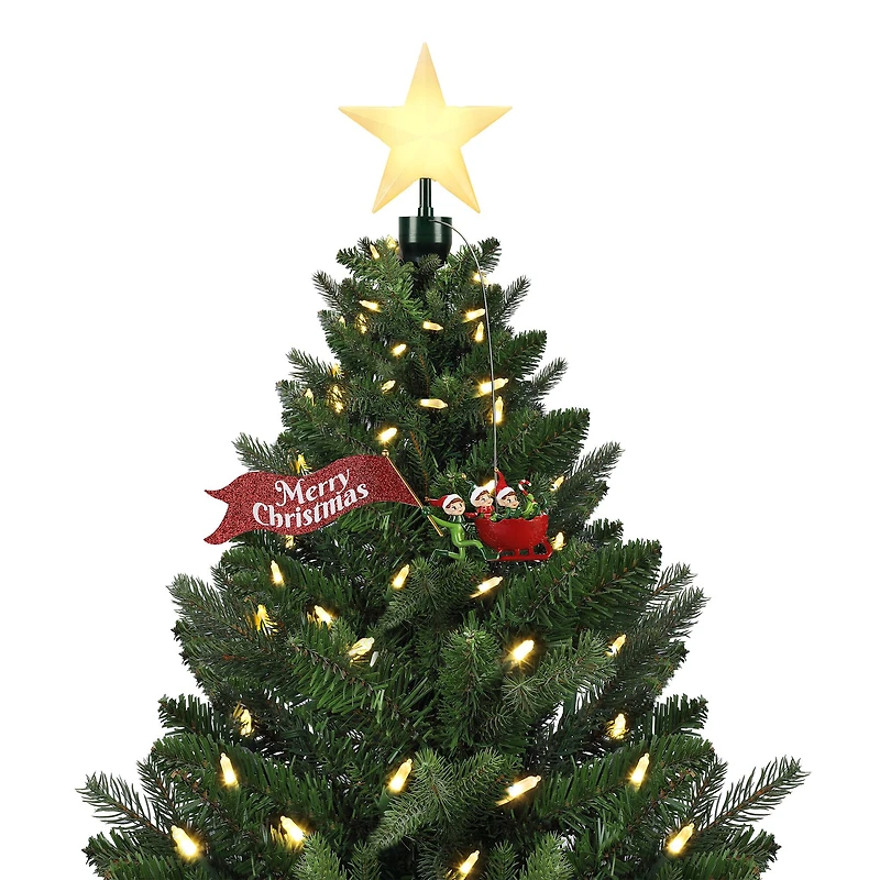 Elves in Sleigh Animated Tree Topper