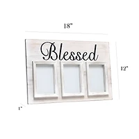 Elegant Designs Whitewash Blessed 3 Photo Collage 4" x 6" Picture Frame