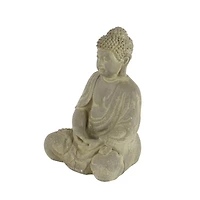 12" Tan Bohemian Ceramic Buddha Sculpture