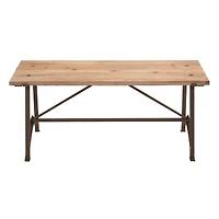 3.5ft. Beige Chinese Fir and Metal Industrial Bench