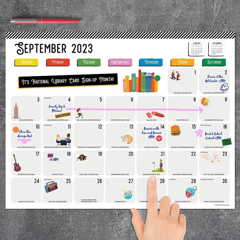 TF Publishing 2023 - 2024 Every Day's A Holiday Medium Desk Pad Monthly Blotter Calendar