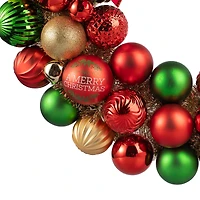 24" Red, Green & Gold Ornament Wreath with Bow by Ashland®