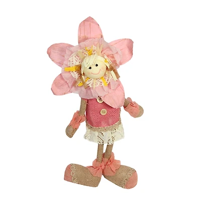 13.5" Pink Spring Sunflower Girl Decorative Figure