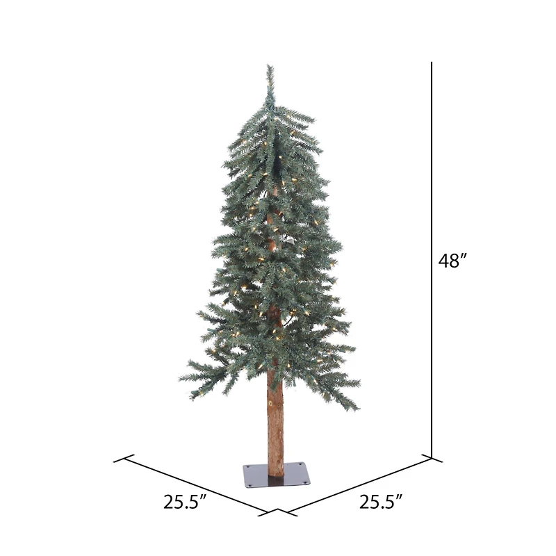 4ft. Pre-Lit Natural Bark Alpine Artificial Christmas Tree, Warm White Dura-lit LED Lights