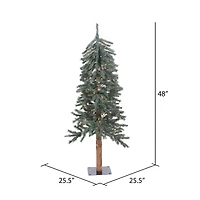 4ft. Pre-Lit Natural Bark Alpine Artificial Christmas Tree, Warm White Dura-lit LED Lights