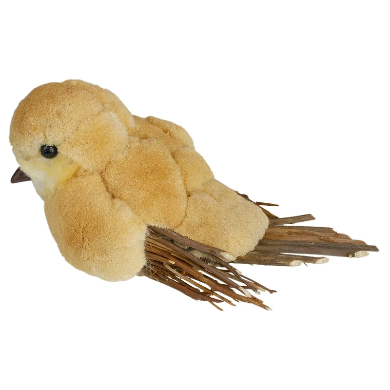 8.5" Orange & Brown Autumn Harvest Tabletop Bird With Sequins