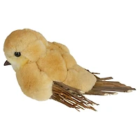 8.5" Orange & Brown Autumn Harvest Tabletop Bird With Sequins