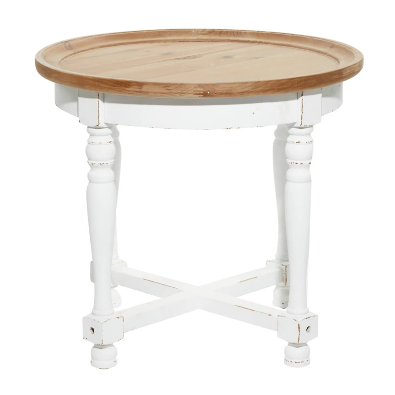 24" White Wood Farmhouse Accent Table