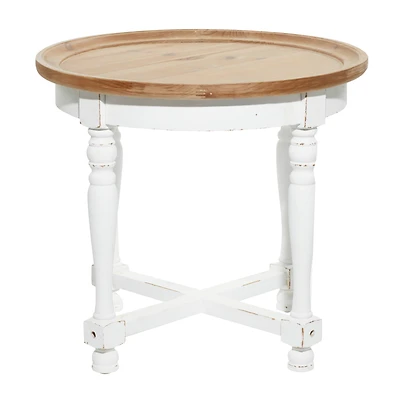 24" White Wood Farmhouse Accent Table