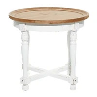 24" White Wood Farmhouse Accent Table