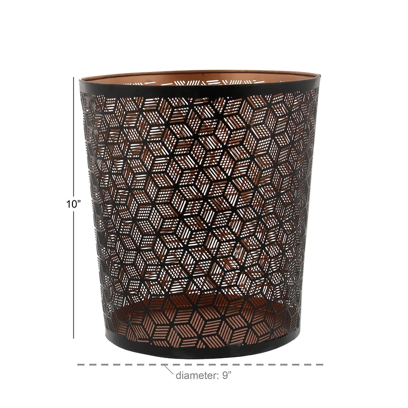 10" Black Metal Contemporary Small Waste Bin