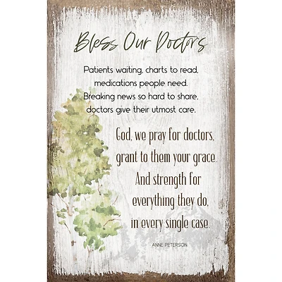 Bless Our Doctors Inspirational Wood Plaque