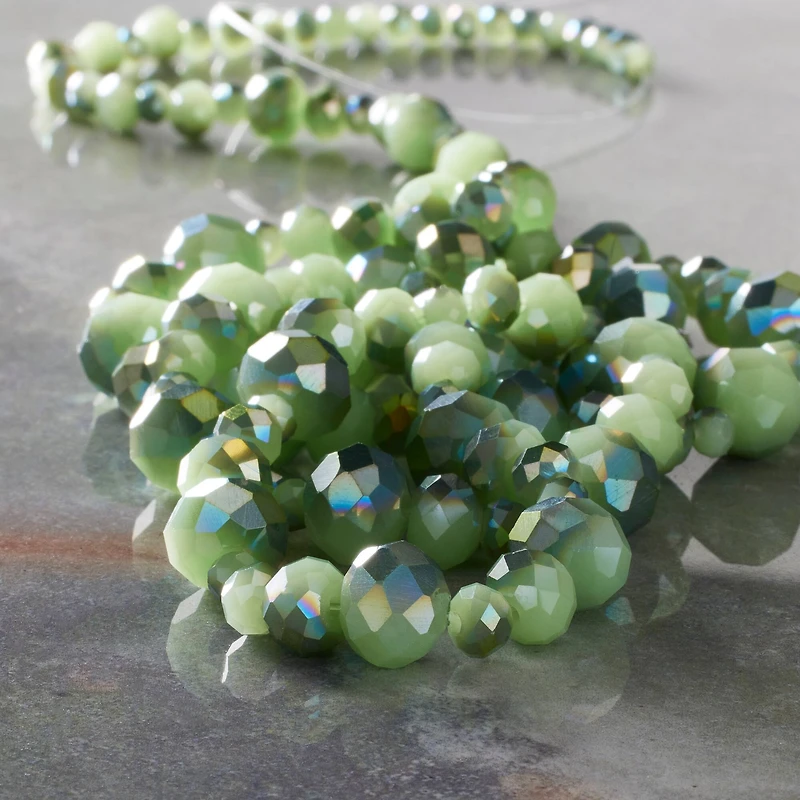 Mint Faceted Glass Round Beads by Bead Landing™