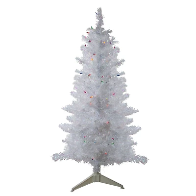 4ft. Pre-Lit White Iridescent Pine Artificial Christmas Tree, Multicolor Lights