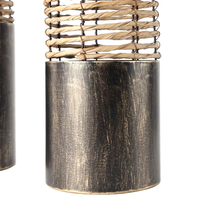 Light Brown Plastic Rattan Handmade Vase Set