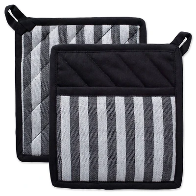 DII® Black & White Stripe Potholder Set