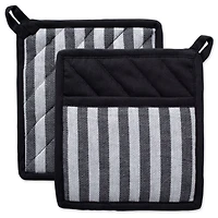 DII® Black & White Stripe Potholder Set