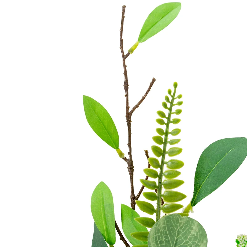 30" Green & Gold Eucalyptus Leaf & Fern Golden Ring Wreath