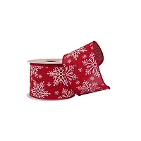 2.5" x 20ft. Red & White Snowflakes Wired  Ribbon by Celebrate It®