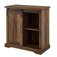 Walker Edison 32" Reclaimed Barnwood Sliding Grooved Door Modern Accent Cabinet 