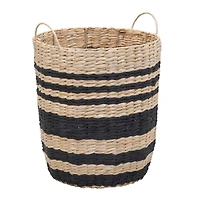 Household Essentials 18" Black & Natural Cattail & Paper Banded Basket