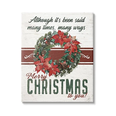 Stupell Industries Merry Christmas To You Vintage Poinsettia Canvas Wall Art