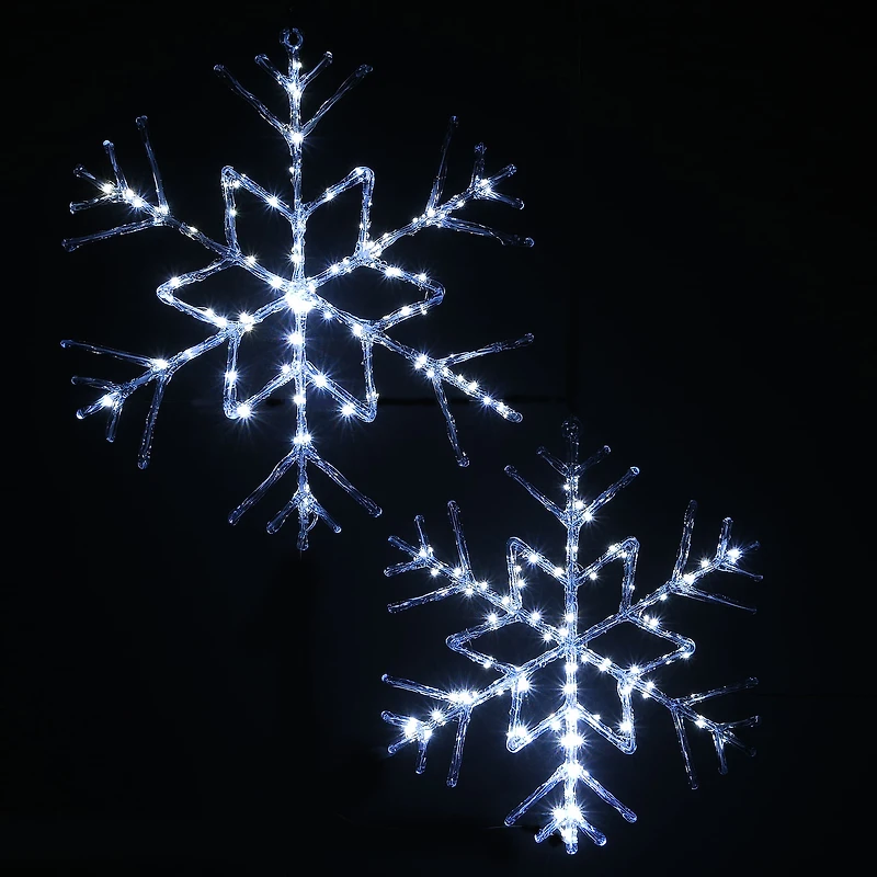 6-Point Star Ice Crystal Snowflake Pair with LED Lights