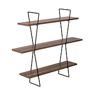 Honey Can Do 28" Three-Tier Decorative Metal & Wood Wall Shelves