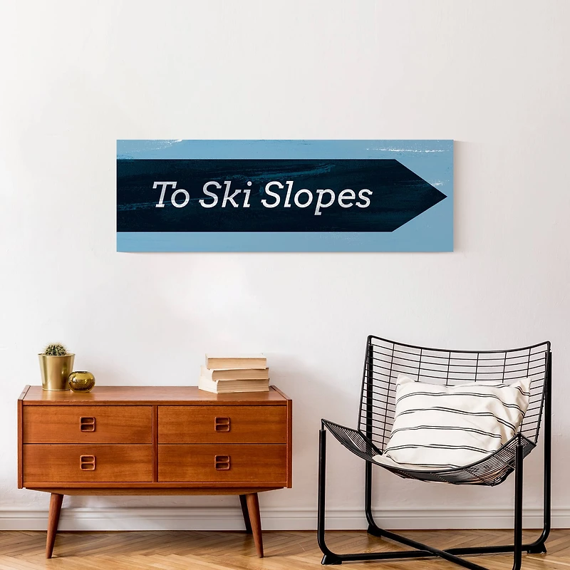 Ski Slopes Arrow Sign 36x12 Canvas Wall Art