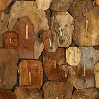 Rectangular Brown Wood Totem Face Wall Art, 32" x 14" x 2"