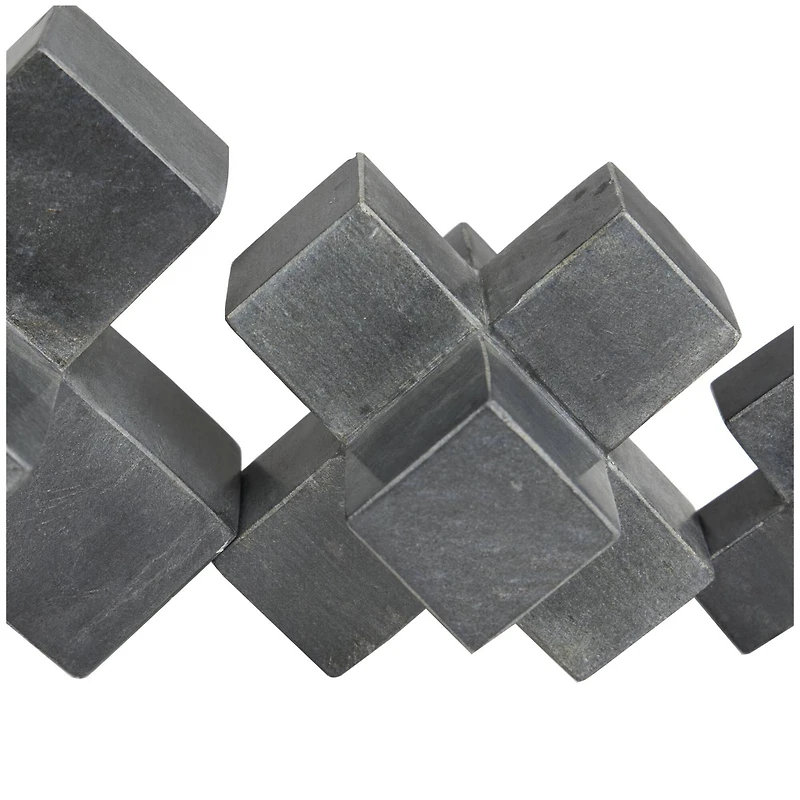 Black Geometric Jacks Marble Sculpture Set