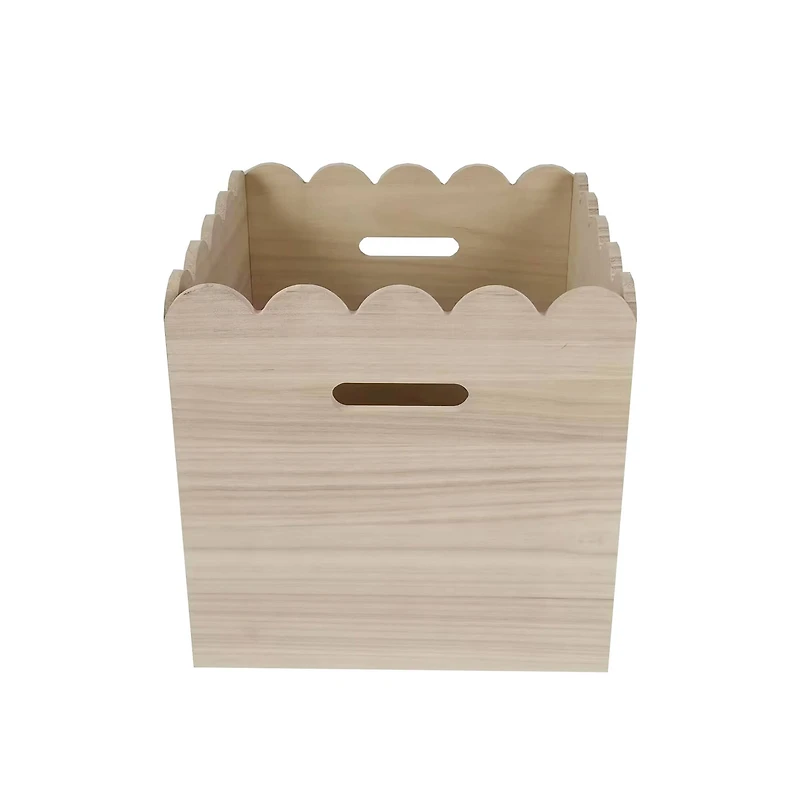 12.5" x 12.5" x 12.5" Scalloped Wood Crate by Make Market®