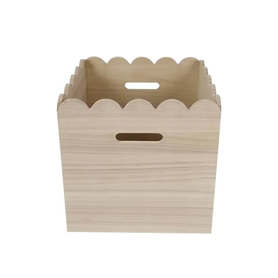 12.5" x 12.5" x 12.5" Scalloped Wood Crate by Make Market®