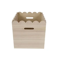 12.5" x 12.5" x 12.5" Scalloped Wood Crate by Make Market®