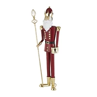52.5" Red Standing Nutcracker with Drum Metal Sculpture
